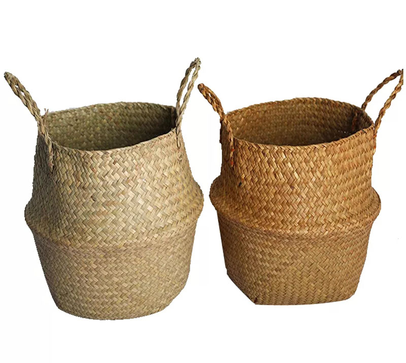 OEM ODM custom Handmade folding seagrass Storage Basket