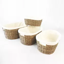 One Set 4 Sizes PE Rattan Woven Home Storage Basket Rattan Set Organizing Baskets