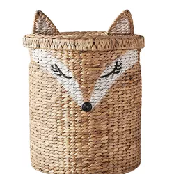 Handmade Best Selling Kids Toy Storage Basket Organizer Fox Woven Water Hyacinth Baskets