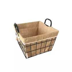 Iron Metal Mesh Storage Basket with Lining For Clothes Organizer