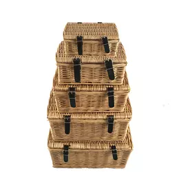 Wicker Craft Handmade Wholesale Willow Hamper Set Woven Wicker Gift Storage Picnic Basket