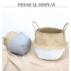 Factory Supply Garden Decorate Woven Seagrass Belly Baskets Of Flowers