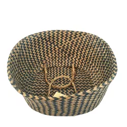 Eco-Friendly Foldable Stackable Storage Seagrass Belly Basket With Handles