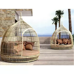 Outdoor Furniture Bird Nest Bed Wicker Garden Pool Daybed Leisure Outdoor Sunbed