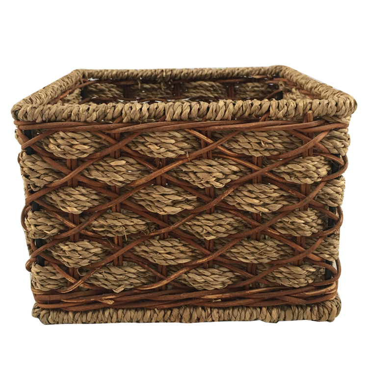 Natrual Rattan  with Seagrass X Weave Rectangle Storage Basket GL-1270 PC