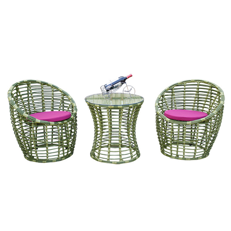 Fashion Cute Rattan Cotton Rope Sofas Garden Sets Outdoor Indoor Furniture Patio Pergola balcony Sofa Sets with Coffee Tea Table   GLR-HW029  S3