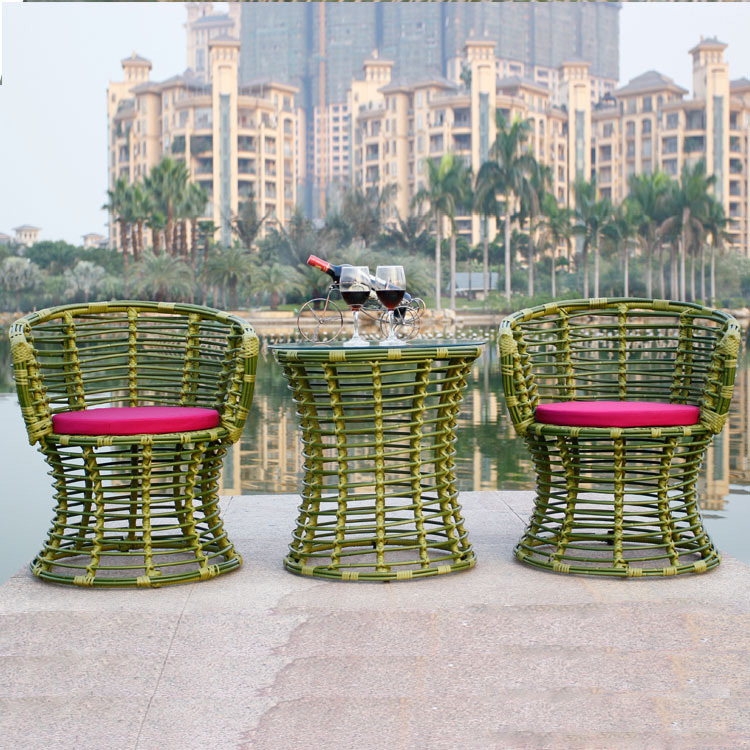 Fashion Cute Rattan Cotton Rope Sofas Garden Sets Outdoor Indoor Furniture Patio Pergola balcony Sofa Sets with Coffee Tea Table   GLR-HW029  S3