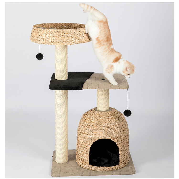 Woven Comfortable cat tree house Plush Pet House  GL-0548PC