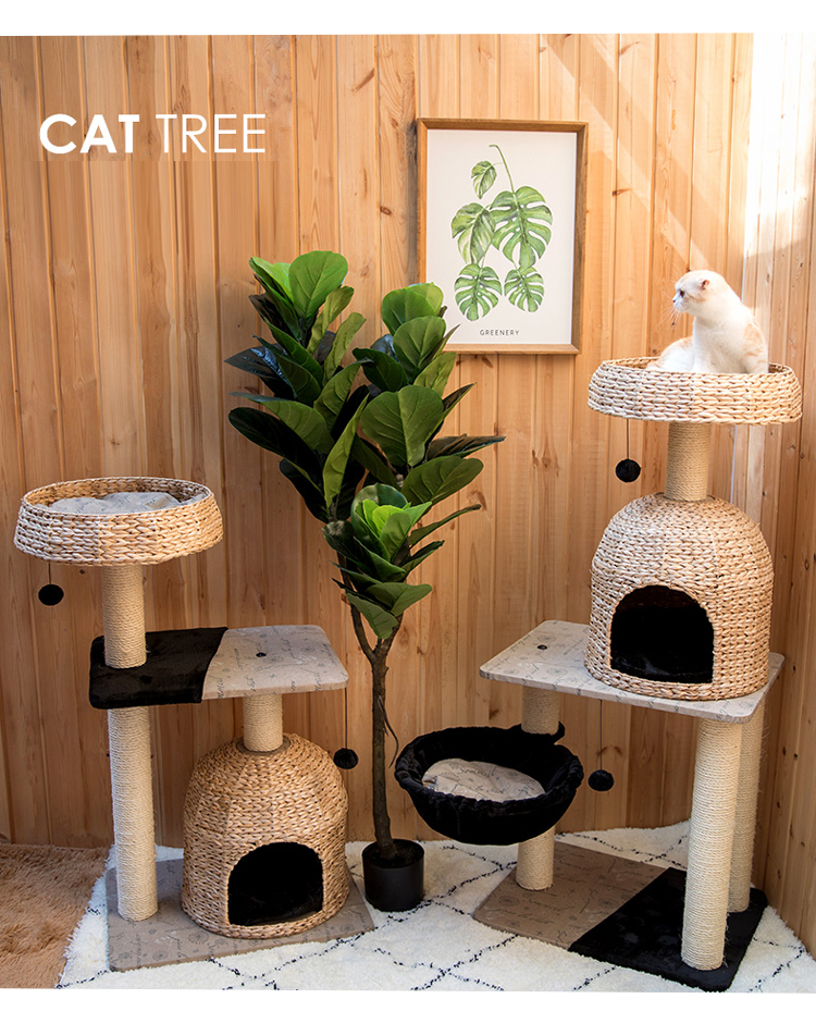 Woven Comfortable cat tree house Plush Pet House  GL-0548PC