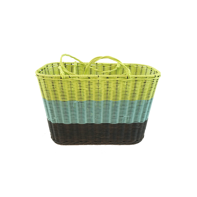 Hand-Woven PE Plastic Market Basket Beach Bag Picnic Basket GL-0029 S2