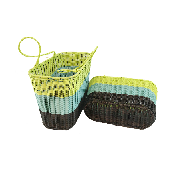 Hand-Woven PE Plastic Market Basket Beach Bag Picnic Basket GL-0029 S2