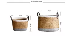 Home Decor Storage Belly Basket Set Folding Collapsible Oval Plant Flower Natural Woven Seagrass Basket