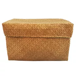 Eco-Friendly Handwoven Folding Collapsible Basket Bin Natural Seagrass Storage Baskets With Lid