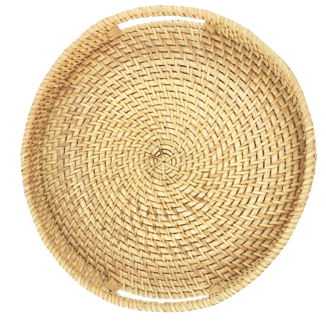 Decorative Trays for Coffee Table Round Rattan Woven Serving Tray with Handles GL-0142 PC