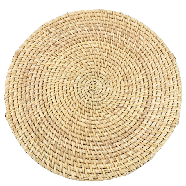 Decorative Trays for Coffee Table Round Rattan Woven Serving Tray with Handles GL-0142 PC