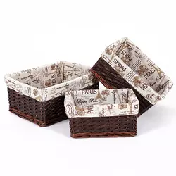 Wholesale Set 3 Cheaper Willow Woven Home Toys Clothes Storage Wicker Baskets With Lining