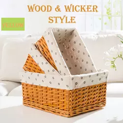 Set 3 Cheaper Willow Woven Home Toys Clothes Storage Wicker Baskets With Lining