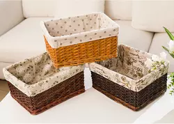 Set 3 Cheaper Willow Woven Home Toys Clothes Storage Wicker Baskets With Lining