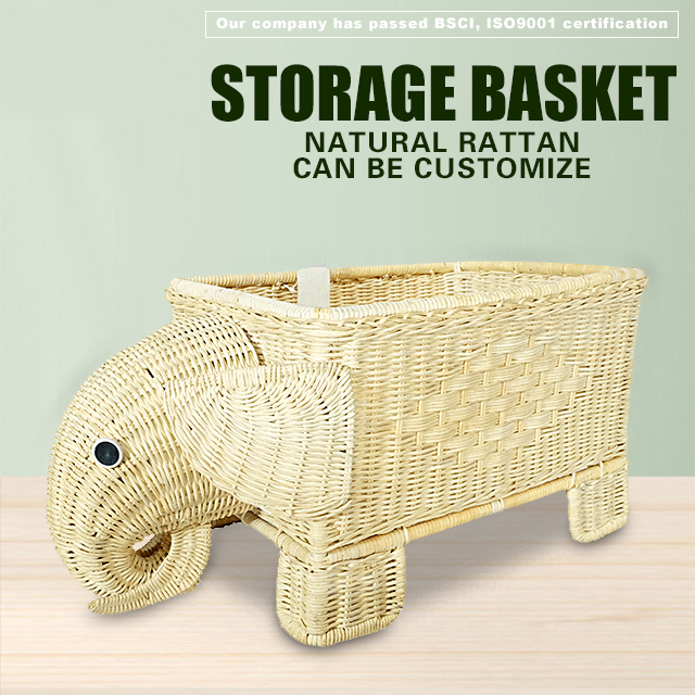 Decorative Rattan Elephant Magazine Rack Multifunction Storage BasketGL-0161 PC