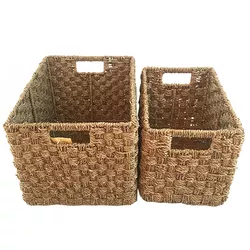 Hand Knitting Set of 2 Natural Seagrass Basket Home Organizer Kitchen