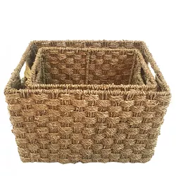 Hand Knitting Set of 2 Natural Seagrass Basket Home Organizer Kitchen