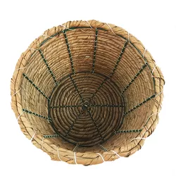 Eco Friendly Handmade Round Waste Baskets Palm Leaf Basket