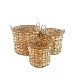 Eco-friendly Natural Material Grass Hand Knitting Water Hyacinth Laundry Baskets