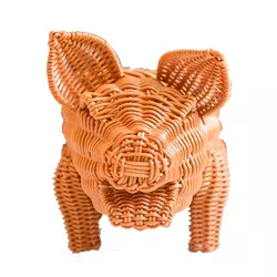 Woven Rattan Plastic Animal Pigger Shape Basket