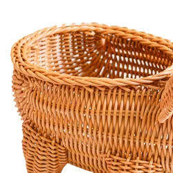 Woven Rattan Plastic Animal Pigger Shape Basket