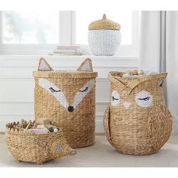 Handmade Best Selling Kids Toy Storage Basket Organizer Fox Woven Water Hyacinth Baskets