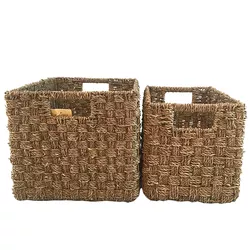 Eco-friendly Natural Grass Woven Storage Household Wardrobe Decorative Storage Baskets for Gift Toys