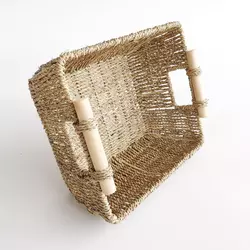 Natural Material Grass Rectangular Supplies Wholesale Seagrass Baskets