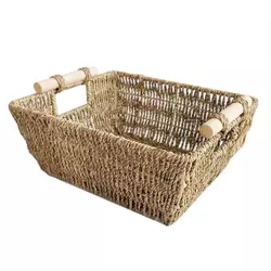 Natural Material Grass Rectangular Supplies Wholesale Seagrass Baskets