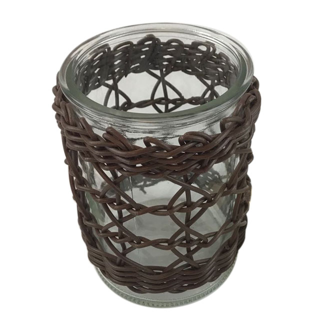 PE Woven Wrapped Storage Jar Glass Votive Holder Wrapped Glass Vase GL-1283 PC