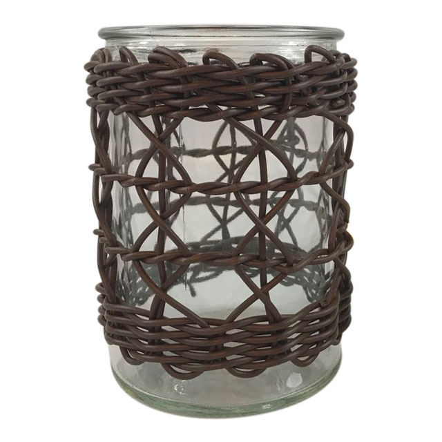 PE Woven Wrapped Storage Jar Glass Votive Holder Wrapped Glass Vase GL-1283 PC