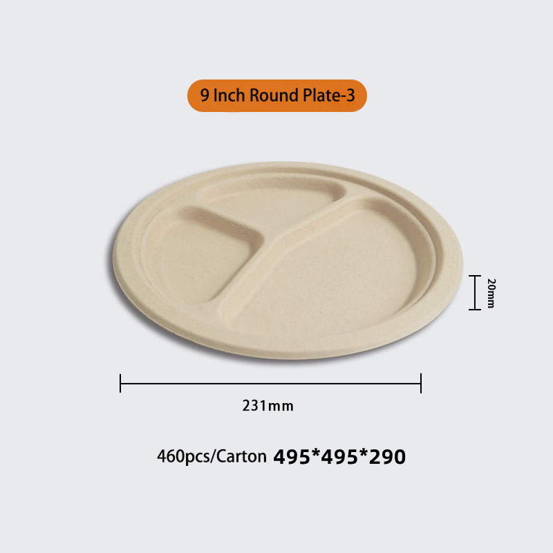 Bamboo Fiber Biodegradable Disposable Lunch Plate Dinner Plates Unbleached One Time Use Eco-friendly