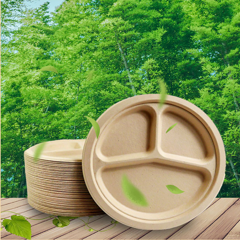 Bamboo Fiber Biodegradable Disposable Lunch Plate Dinner Plates Unbleached One Time Use Eco-friendly