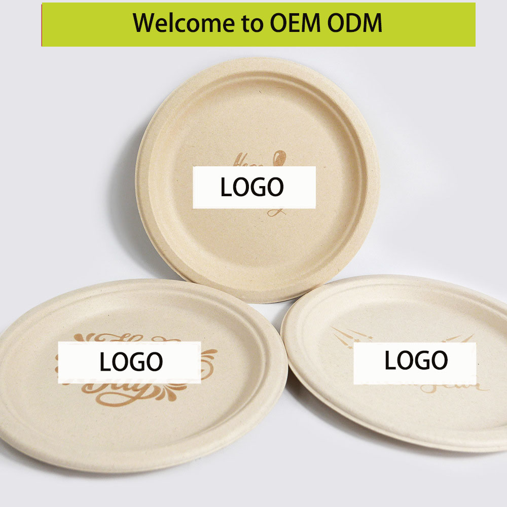 Bamboo Fiber Biodegradable Disposable Lunch Plate Dinner Plates Unbleached One Time Use Eco-friendly