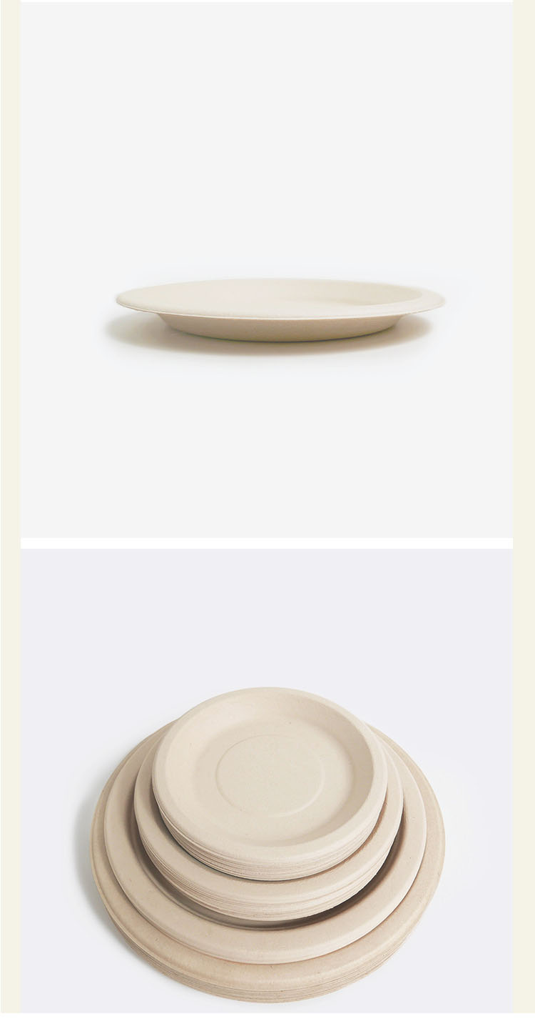 Bamboo Fiber Biodegradable Disposable Lunch Plate Dinner Plates Unbleached One Time Use Eco-friendly