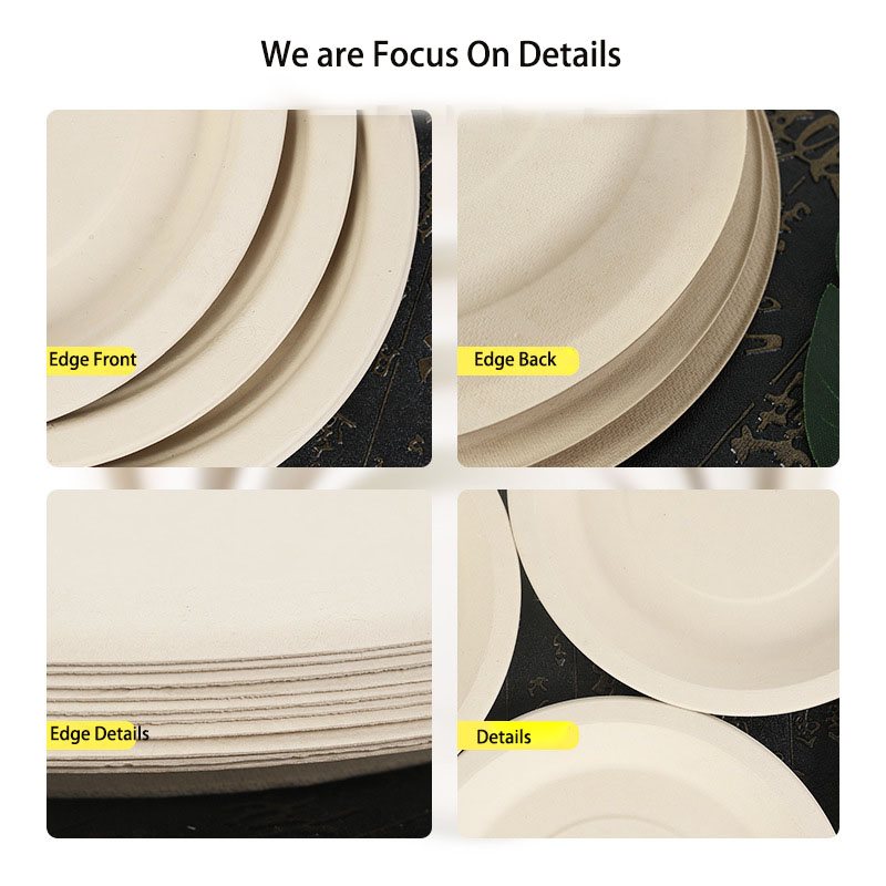 Bamboo Fiber Biodegradable Disposable Lunch Plate Dinner Plates Unbleached One Time Use Eco-friendly