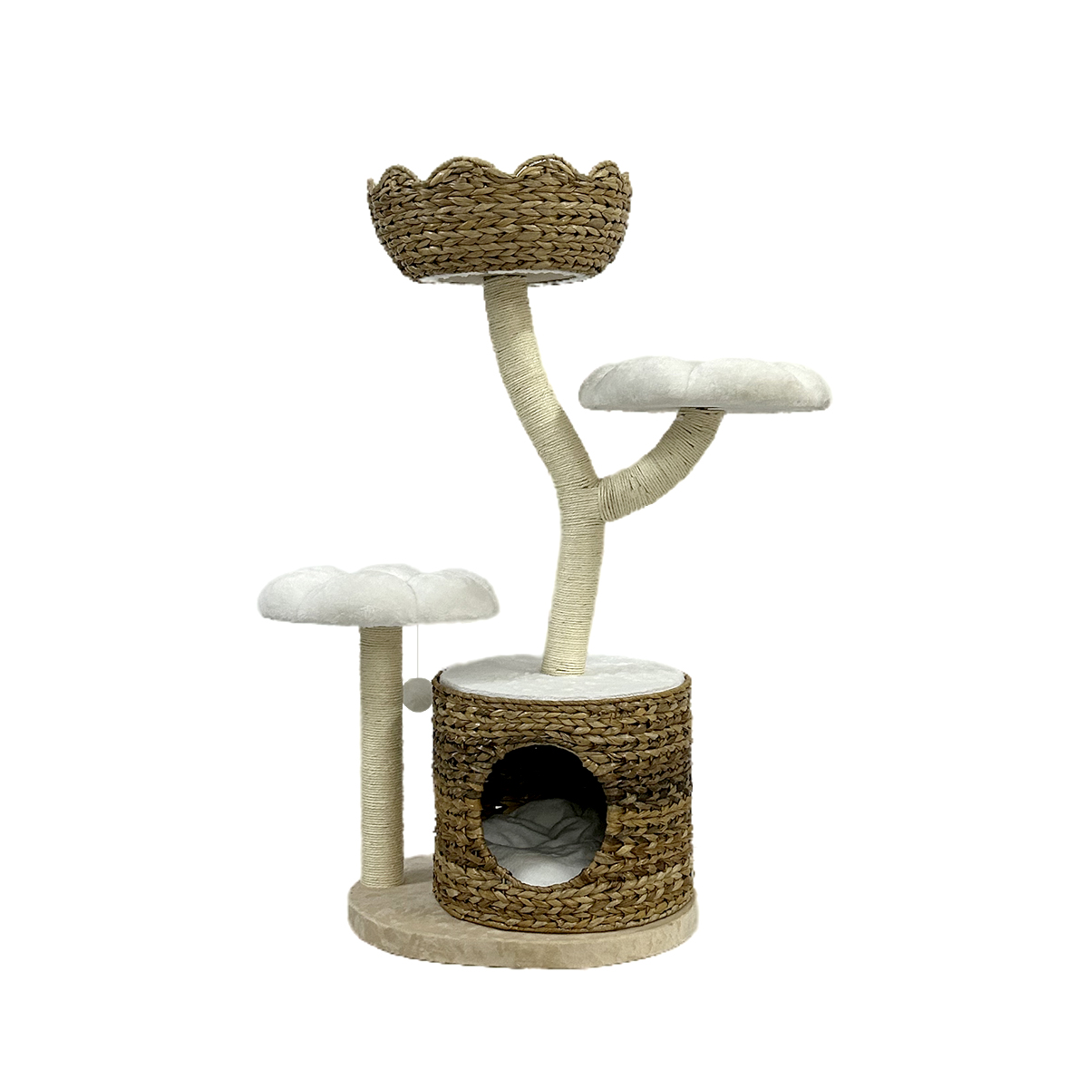 YLCW-0569 Luxury Cat tree with Banana Leaf made cat cave