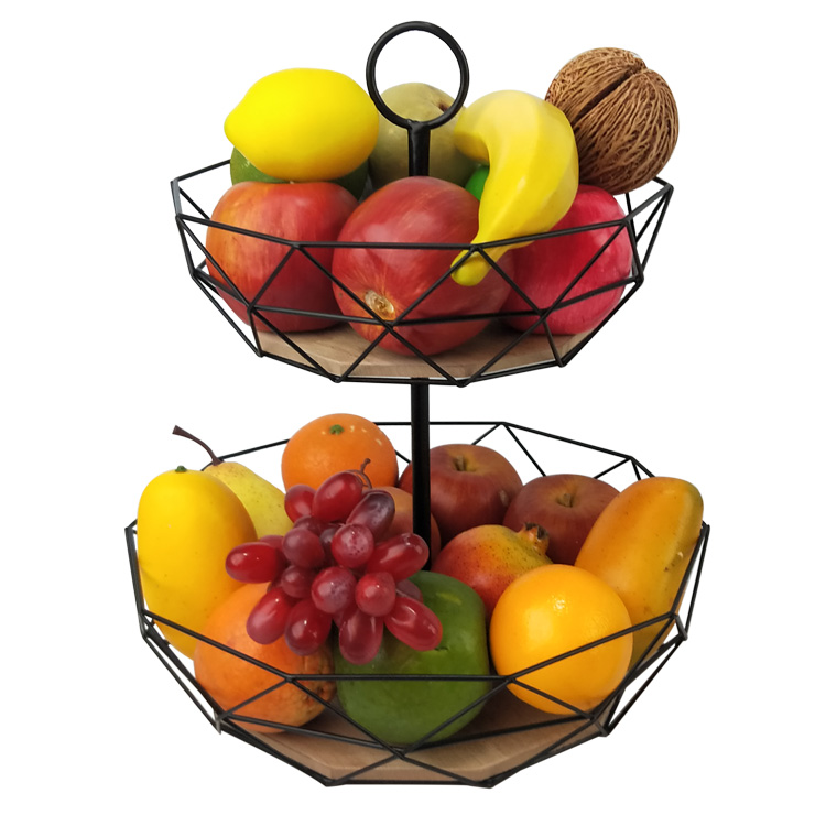 2-tier Fruit Basket Iron Rack Vegetable Fruits Food Organizer GL-1435 PC