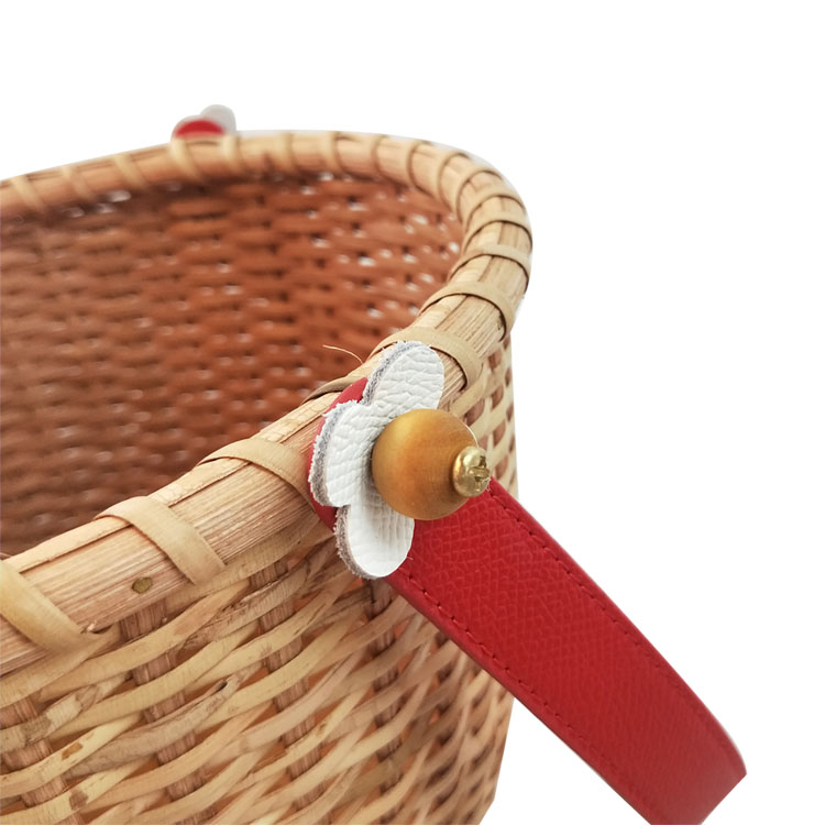 Natural Woven Flower Basket with Leather Handle GL-1320 PC