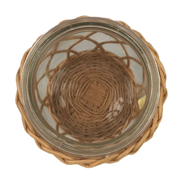 Natural Rattan Woven Wrapped Storage Jar Glass Votive Holder Wrapped Glass Vase GL-1282 PC